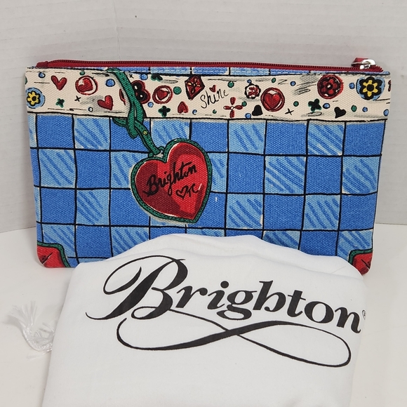 Brighton canvas zip pouch with dust bag euc like new - Picture 2 of 5